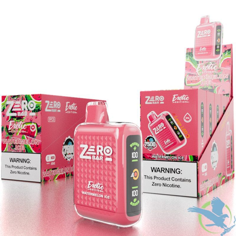 Watermelon Ice Zero Bar Exotic Edition 7500 Puff Zero Nicotine Disposable